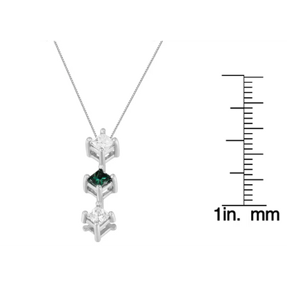 14k White Gold 1 Cttw Treated Blue and Princess Cut Diamond Pendant Necklace (h-i I1-i2) - Fine Jewelry us Direct