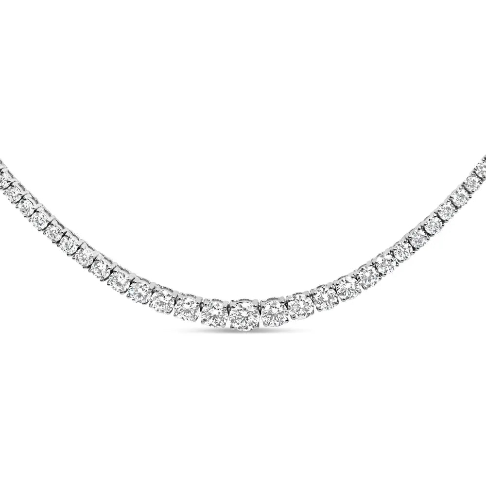 14k White Gold 10.0 Cttw Graduated Lab-grown Diamond Tennis Necklace (f-g Color Vs2-si1) - 18’’ Inches - Fine