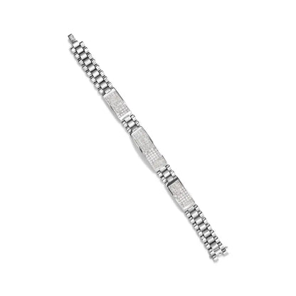 14k White Gold 12.0 Cttw Men’s Invisible Set Princess Diamond Tennis Bracelet (g-h Color Vs1-vs2 Clarity) - Size