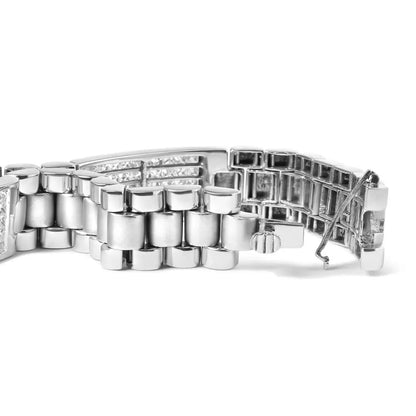 14k White Gold 12.0 Cttw Men’s Invisible Set Princess Diamond Tennis Bracelet (g-h Color Vs1-vs2 Clarity) - Size