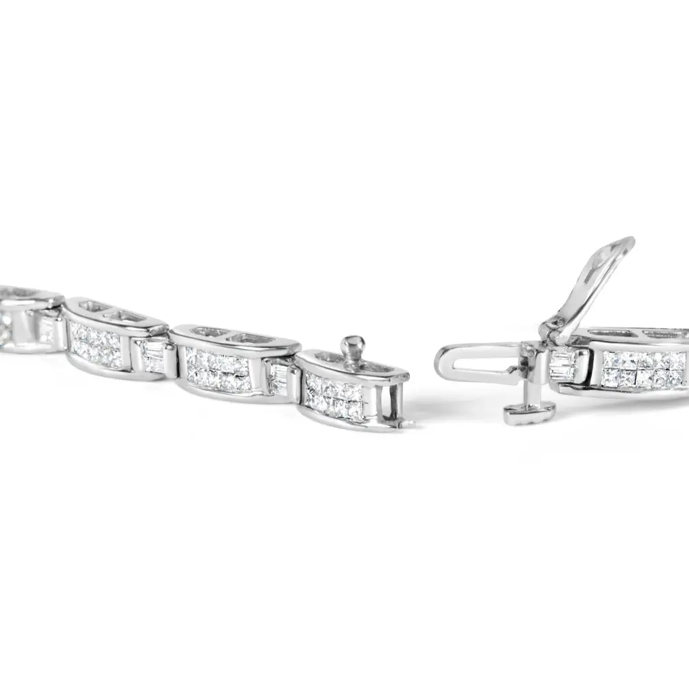 14k White Gold 2.0 Cttw Baguette and Princess-cut Diamond Tennis Bracelet (h-i Color Si1-si2 Clarity) - 7’’ - Fine