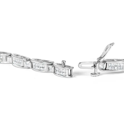 14k White Gold 2.0 Cttw Baguette and Princess-cut Diamond Tennis Bracelet (h-i Color Si1-si2 Clarity) - 7’’ - Fine