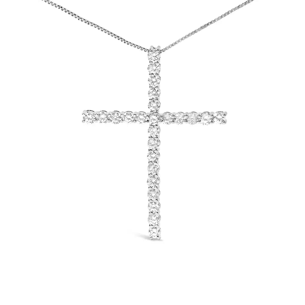 14k White Gold 2.0 Cttw Lab Grown Diamond Cross 18’’ Inch Pendant Necklace (f-g Color Vs2-si1 Clarity) - Fine