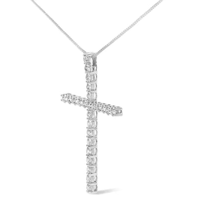 14k White Gold 2.0 Cttw Lab Grown Diamond Cross 18’’ Inch Pendant Necklace (f-g Color Vs2-si1 Clarity) - Fine