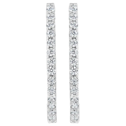 14k White Gold 2.0 Cttw Round Brilliant Cut Diamond Oblong Hinged Leverback Hoop Earrings (i-j Color I1-i2 Clarity)