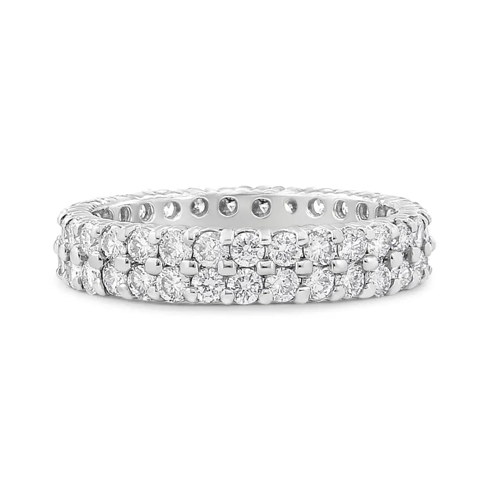 14k White Gold 2.0 Cttw Round-cut Diamond Double Row Eternity Band Ring (h-i Color Si1-si2 Clarity) - 7 - Fine Jewelry