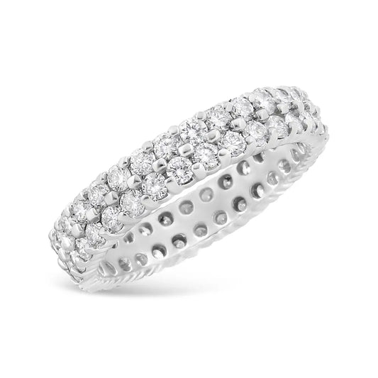 14k White Gold 2.0 Cttw Round-cut Diamond Double Row Eternity Band Ring (h-i Color Si1-si2 Clarity) - 7 - Fine Jewelry