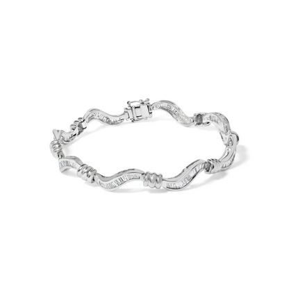 14k White Gold 2.00 Cttw Baguette-cut Spiral Link 7’’ Bracelet (g-h Color Si1-si2 Clarity) - Fine Jewelry us Direct