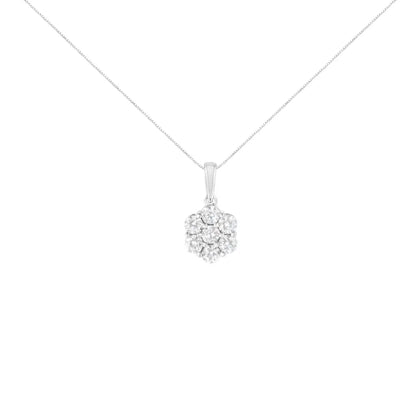 14k White Gold 2.00 Cttw Brilliant Round-cut Diamond 7 Stone Flower Cluster 18’’ Pendant Necklace (h-i Color Si2-i1