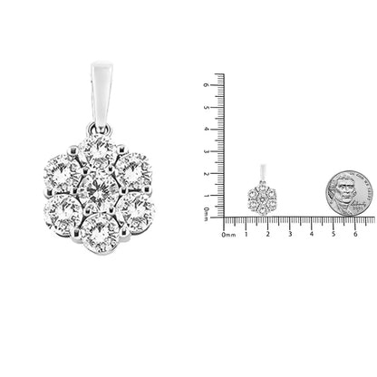 14k White Gold 2.00 Cttw Brilliant Round-cut Diamond 7 Stone Flower Cluster 18’’ Pendant Necklace (h-i Color Si2-i1