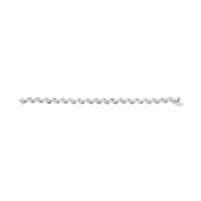 14k White Gold 2.00 Cttw Diamond Cluster and Spiral Link Bracelet (i-j Color I1-i2 Clarity) - 7’’ - Fine Jewelry