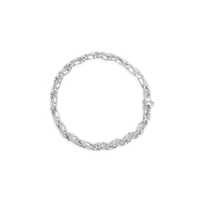 14k White Gold 2.00 Cttw Diamond Cluster and Spiral Link Bracelet (i-j Color I1-i2 Clarity) - 7’’ - Fine Jewelry