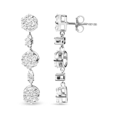 14k White Gold 2.00 Cttw Diamond Composite Cluster Floral Drop Earrings (i-j Color I1-i2 Clarity) - Fine Jewelry