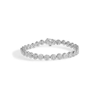 14k White Gold 2.00 Cttw Diamond Halo Link Tennis Bracelet (h-i Color I1-i2 Clarity) - 7’’ Inches - 7 - Fine