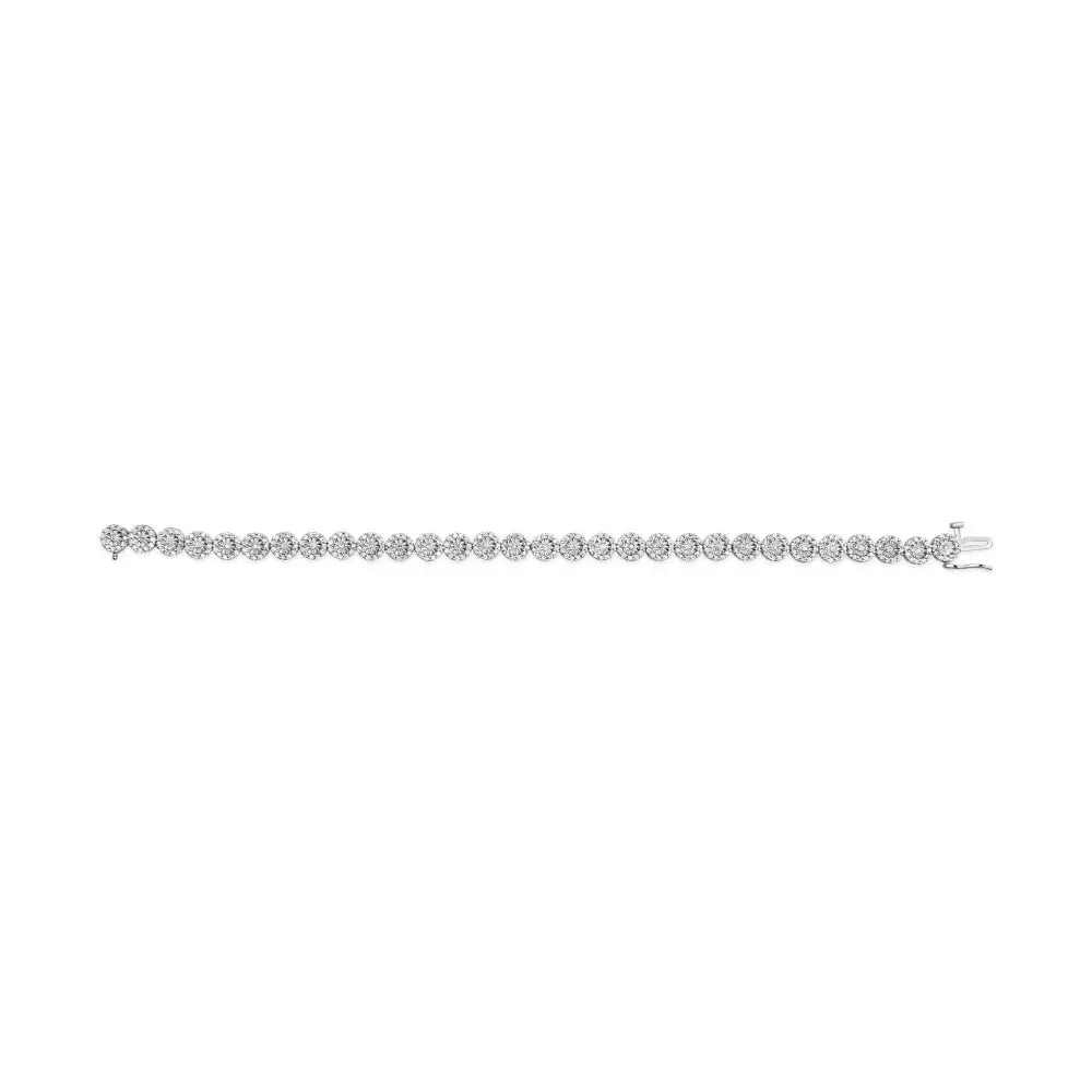 14k White Gold 2.00 Cttw Diamond Halo Link Tennis Bracelet (h-i Color I1-i2 Clarity) - 7’’ Inches - 7 - Fine