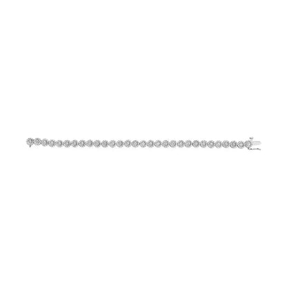 14k White Gold 2.00 Cttw Diamond Halo Link Tennis Bracelet (h-i Color I1-i2 Clarity) - 7’’ Inches - 7 - Fine