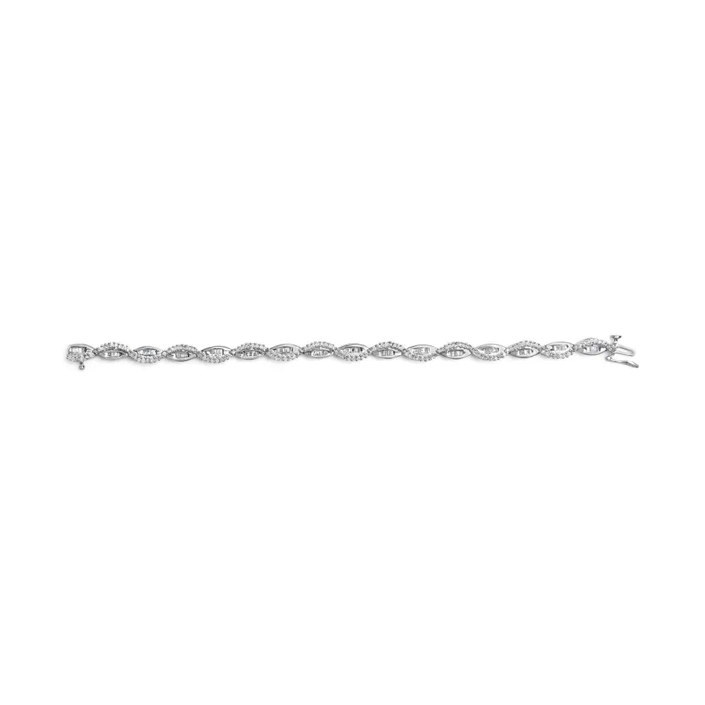 14k White Gold 2.00 Cttw Diamond Swirl and Pear Shape Link Bracelet (i-j Color I2-i3 Clarity) - 7’’ - Fine Jewelry