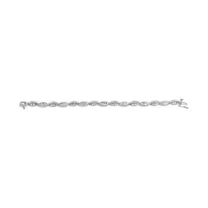 14k White Gold 2.00 Cttw Diamond Swirl and Pear Shape Link Bracelet (i-j Color I2-i3 Clarity) - 7’’ - Fine Jewelry