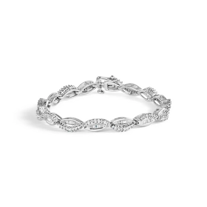 14k White Gold 2.00 Cttw Diamond Swirl and Pear Shape Link Bracelet (i-j Color I2-i3 Clarity) - 7’’ - Fine Jewelry