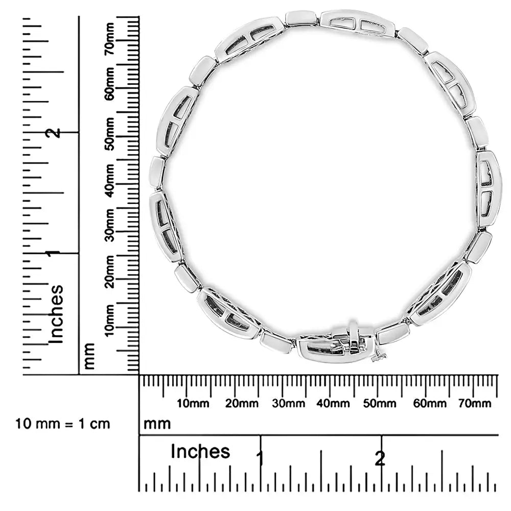 14k White Gold 2.00 Cttw Invisble-set Princess Diamond Link Bracelet (i1-i2 Clarity I-j Color) - 7.25’’ - Fine