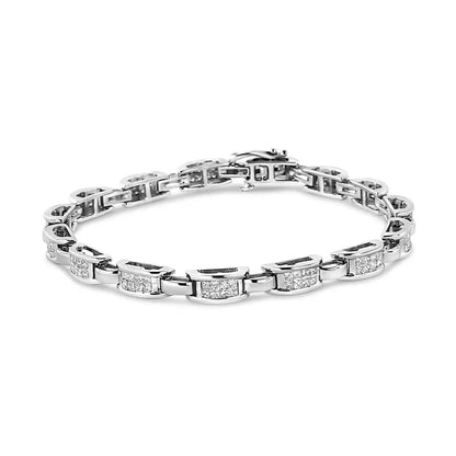 14k White Gold 2.00 Cttw Invisble-set Princess Diamond Link Bracelet (i1-i2 Clarity I-j Color) - 7.25’’ - Fine