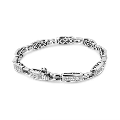 14k White Gold 2.00 Cttw Invisble-set Princess Diamond Link Bracelet (i1-i2 Clarity I-j Color) - 7.25’’ - Fine