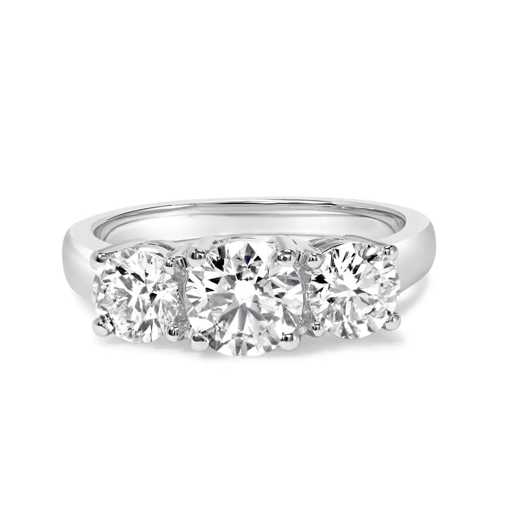 14k White Gold 2.00 Cttw Lab Grown Diamond 3 Stone Ring Band (f-g Color Vs1-vs2 Clarity) - Fine Jewelry us Direct