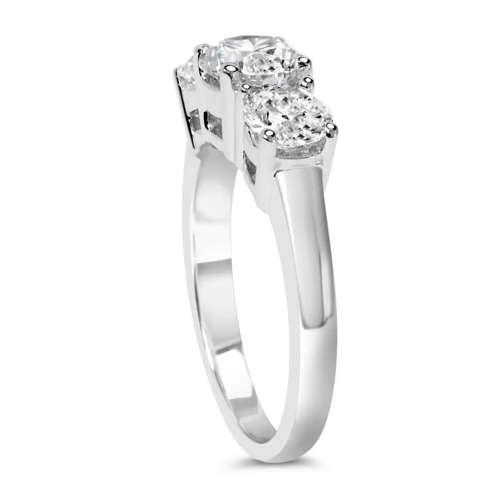 14k White Gold 2.00 Cttw Lab Grown Diamond 3 Stone Ring Band (f-g Color Vs1-vs2 Clarity) - Fine Jewelry us Direct