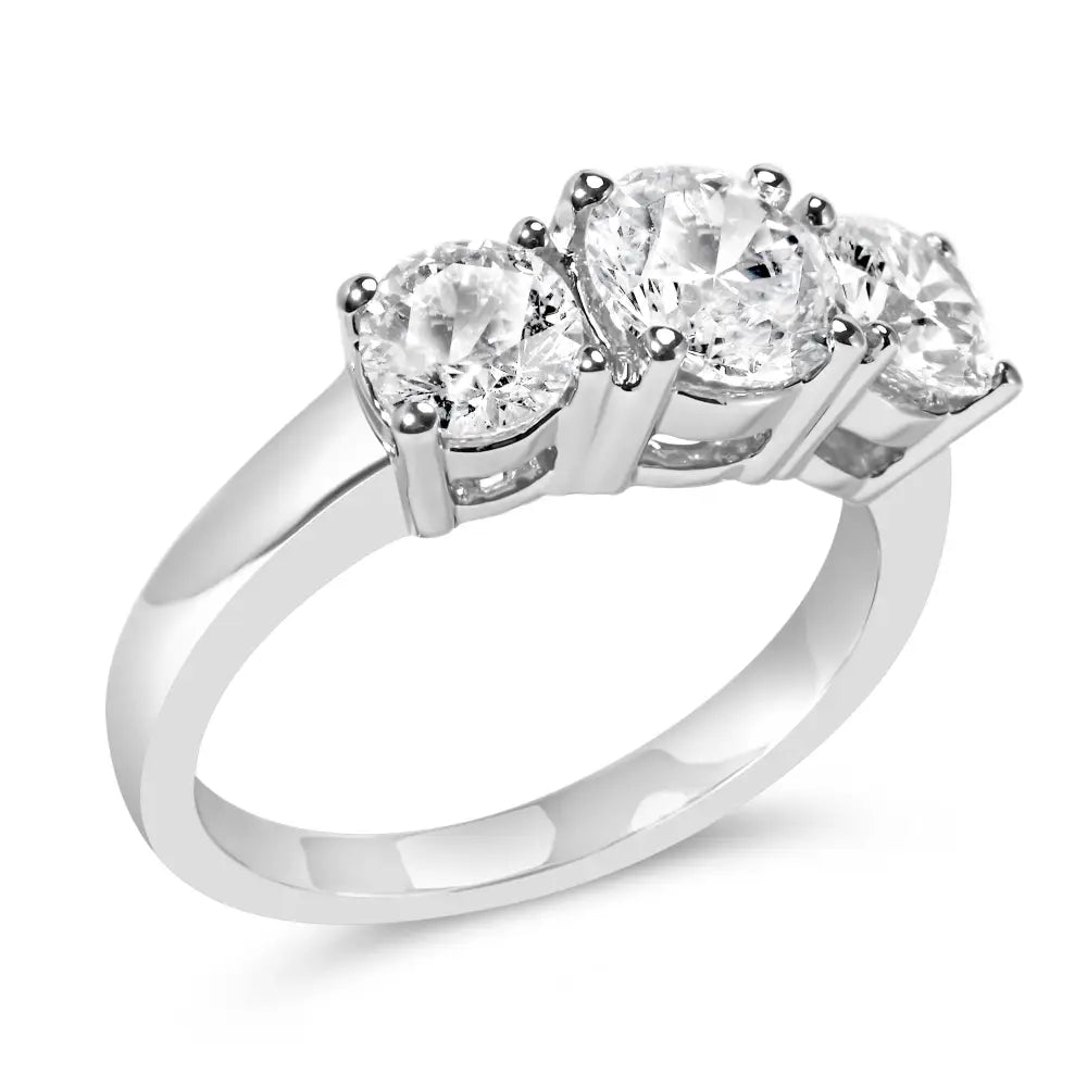 14k White Gold 2.00 Cttw Lab Grown Diamond 3 Stone Ring Band (f-g Color Vs1-vs2 Clarity) - Fine Jewelry us Direct