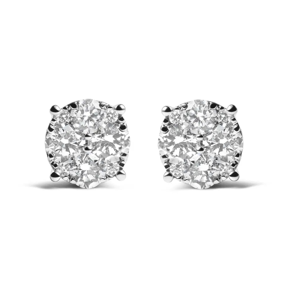 14k White Gold 2.00 Cttw Lab Grown Diamond Cluster Stud Earrings (g-h Color Vs1-vs2 Clarity) - Fine Jewelry us Direct