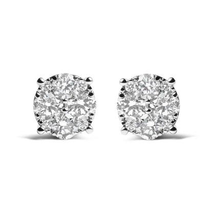 14k White Gold 2.00 Cttw Lab Grown Diamond Cluster Stud Earrings (g-h Color Vs1-vs2 Clarity) - Fine Jewelry us Direct