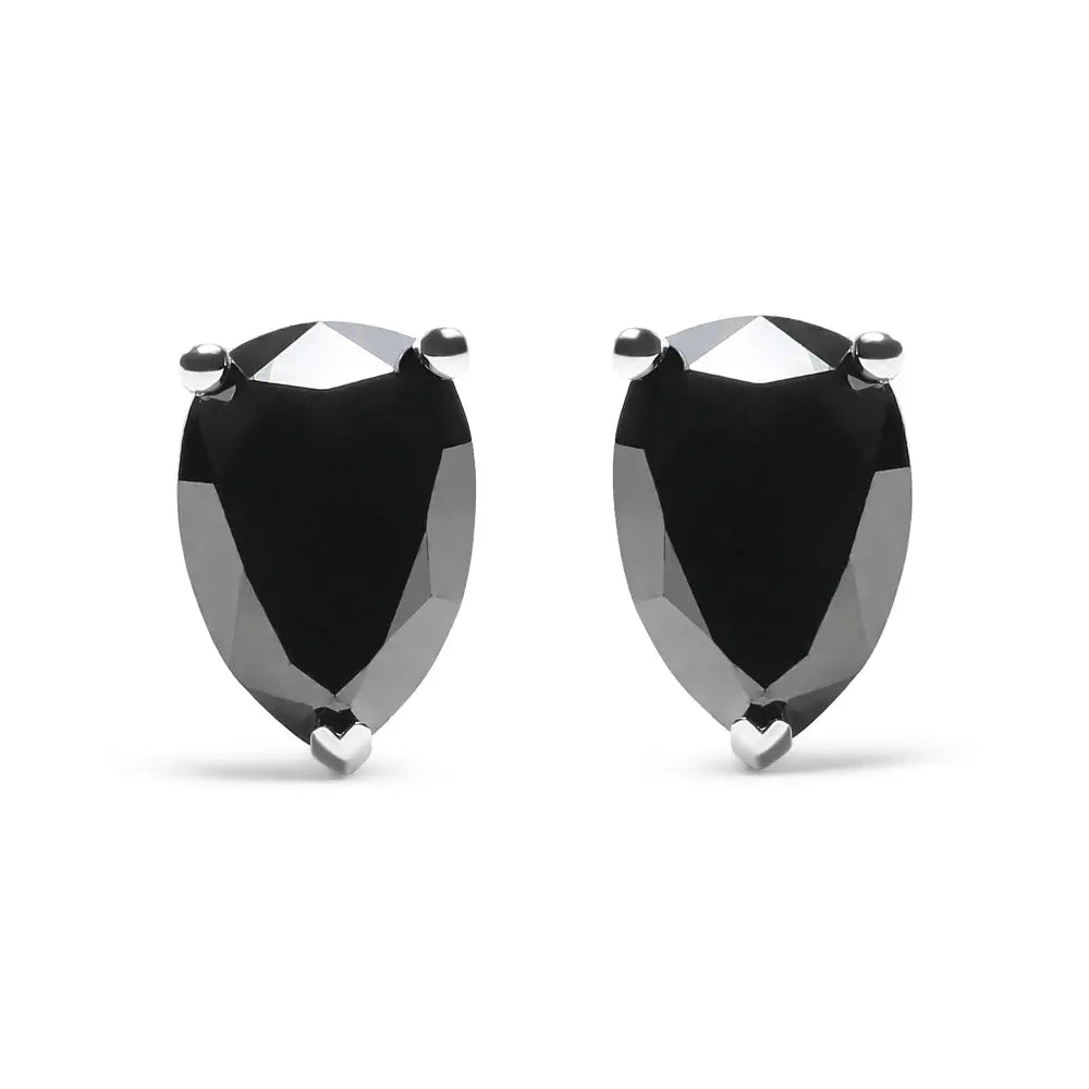 14k White Gold 2.00 Cttw Pear Cut Black Diamond Stud Earrings - Fine Jewelry us Direct