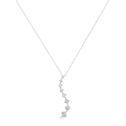 14k White Gold 2.00 Cttw Princess-cut and Baguette-cut Diamond Journey 18’’ Pendant Necklace (h-i Color Si2-i1