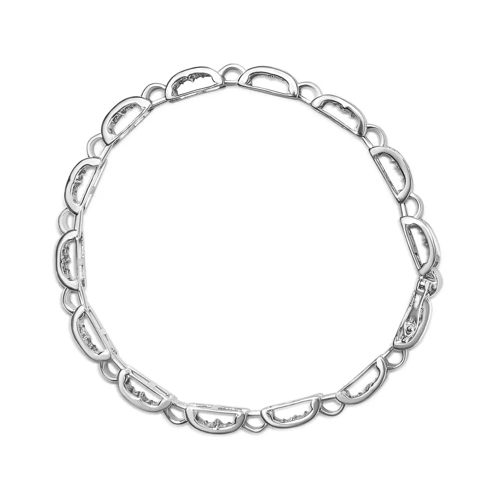 14k White Gold 2.00 Cttw Princess Diamond Invisible Set Link Bracelet (h-i Color Si2-i1 Clarity) - 7’’ - Fine