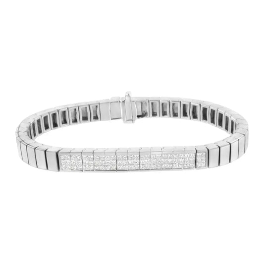 14k White Gold 2 1/8 Cttw Invisible Set Princess-cut Diamond Id Tennis Bracelet (i-j Color Si1-si2 Clarity) - Size 7