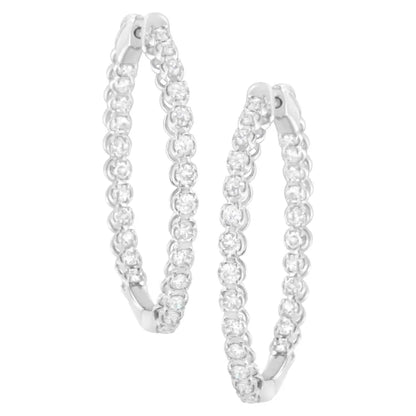 14k White Gold 2 Cttw Diamond Hoop Earrings (i-j Clarity I1-i2 Color) - Fine Jewelry us Direct