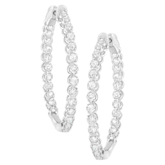 14k White Gold 2 Cttw Diamond Hoop Earrings (i-j Clarity I1-i2 Color) - Fine Jewelry us Direct