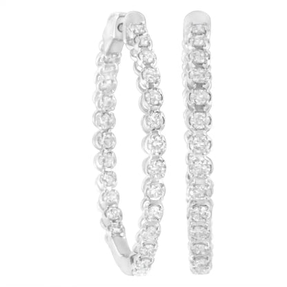 14k White Gold 2 Cttw Diamond Hoop Earrings (i-j Clarity I1-i2 Color) - Fine Jewelry us Direct