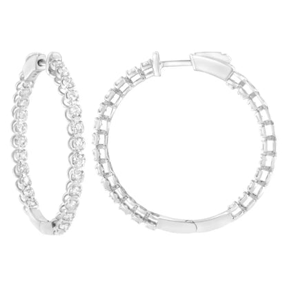 14k White Gold 2 Cttw Diamond Hoop Earrings (i-j Clarity I1-i2 Color) - Fine Jewelry us Direct