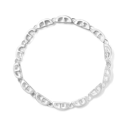 14k White Gold 3.0 Cttw Invisible Set Princess Cut Diamond Link and Buckle 7.25’’ Tennis Bracelet (i-j Color I1-i2