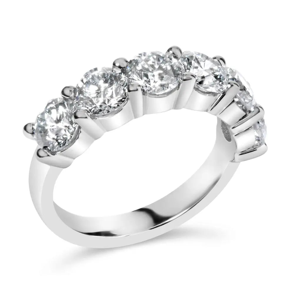 14k White Gold 3.0 Cttw Lab-grown Diamond Shared Prong Set 6 Stone Band Ring (g-h Color Vs2-si1 Clarity) - Fine Jewelry