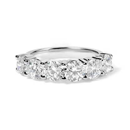 14k White Gold 3.0 Cttw Lab-grown Diamond Shared Prong Set 6 Stone Band Ring (g-h Color Vs2-si1 Clarity) - Fine Jewelry