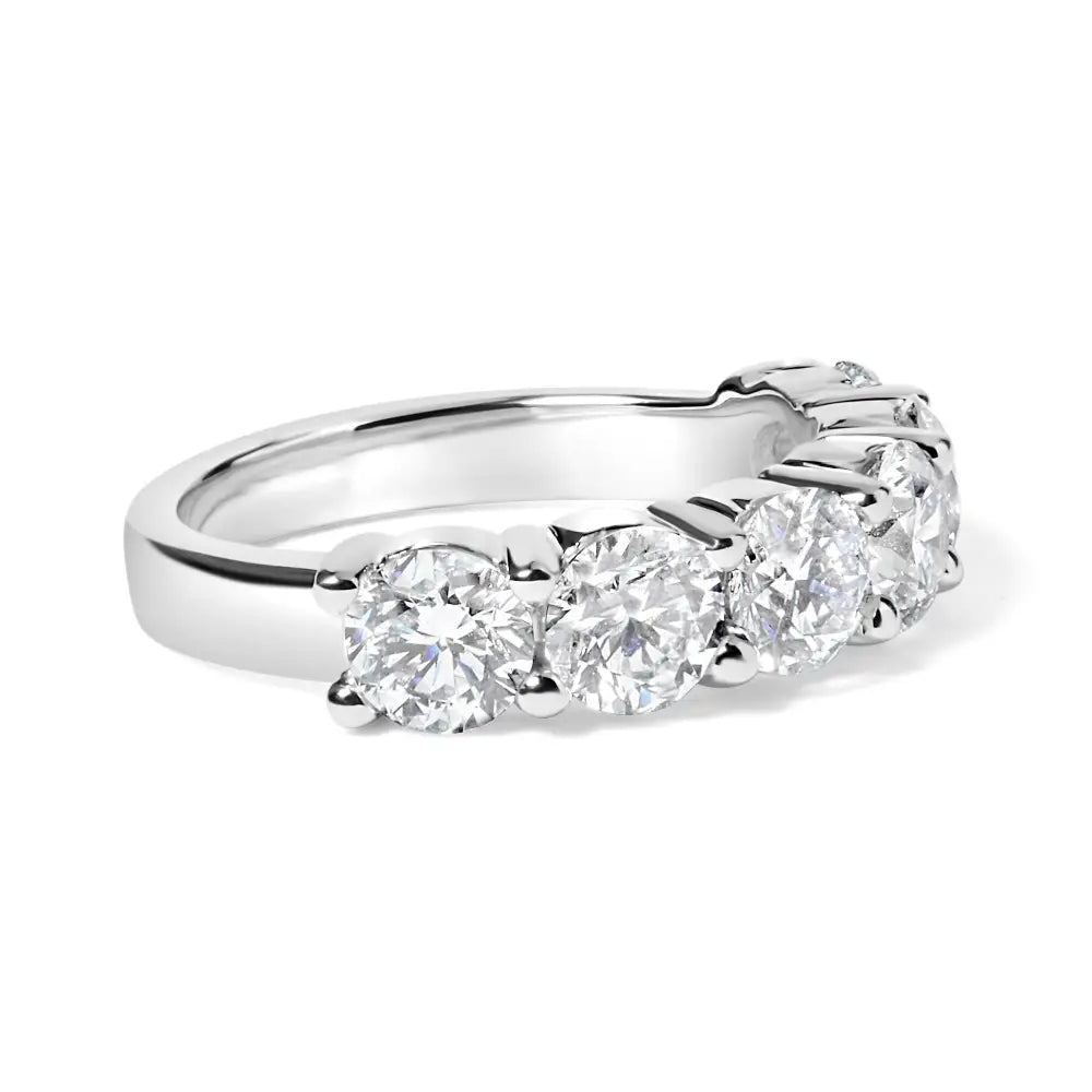 14k White Gold 3.0 Cttw Lab-grown Diamond Shared Prong Set 6 Stone Band Ring (g-h Color Vs2-si1 Clarity) - Fine Jewelry