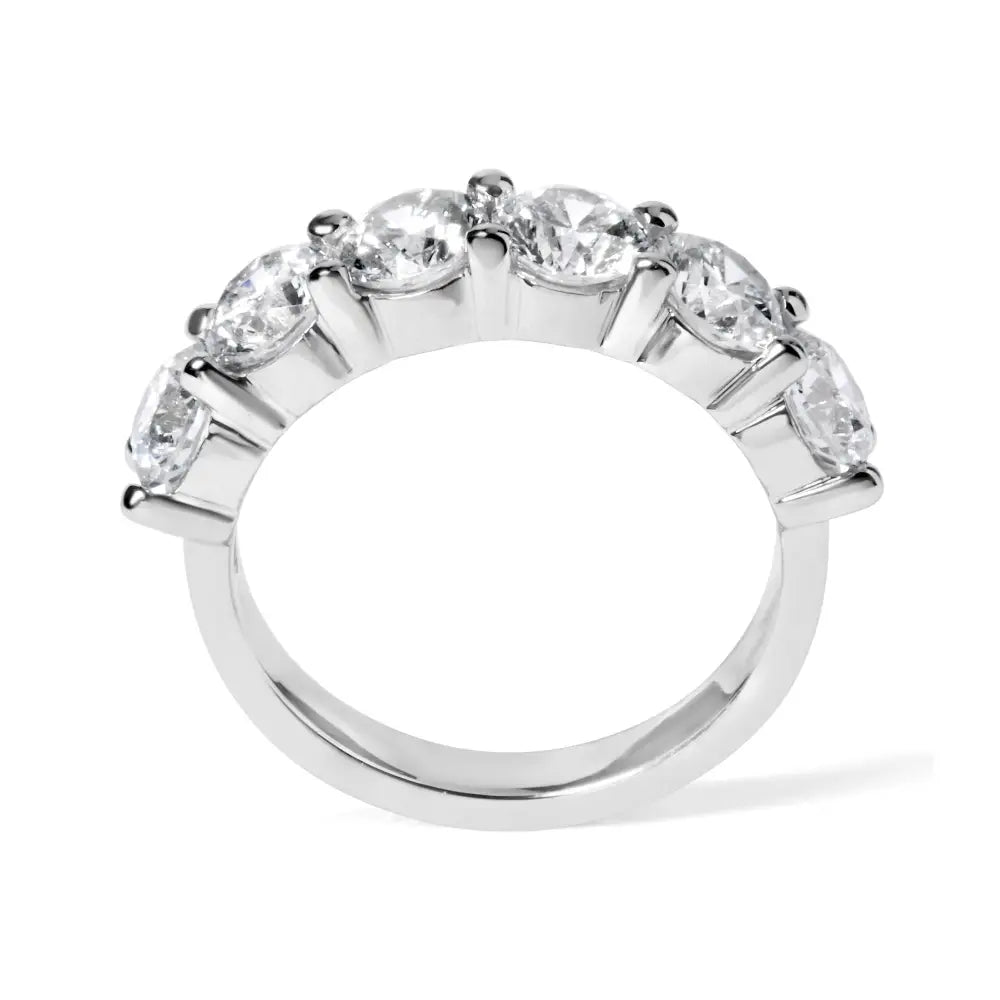 14k White Gold 3.0 Cttw Lab-grown Diamond Shared Prong Set 6 Stone Band Ring (g-h Color Vs2-si1 Clarity) - Fine Jewelry