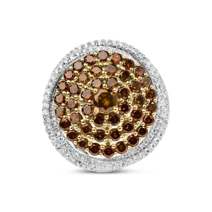 14k White Gold 3.00 Cttw Orange Brown Diamond Halo Swirl Cocktail Ring (f-g Color Vs1-vs2 Clarity) - Size 7 - Fine