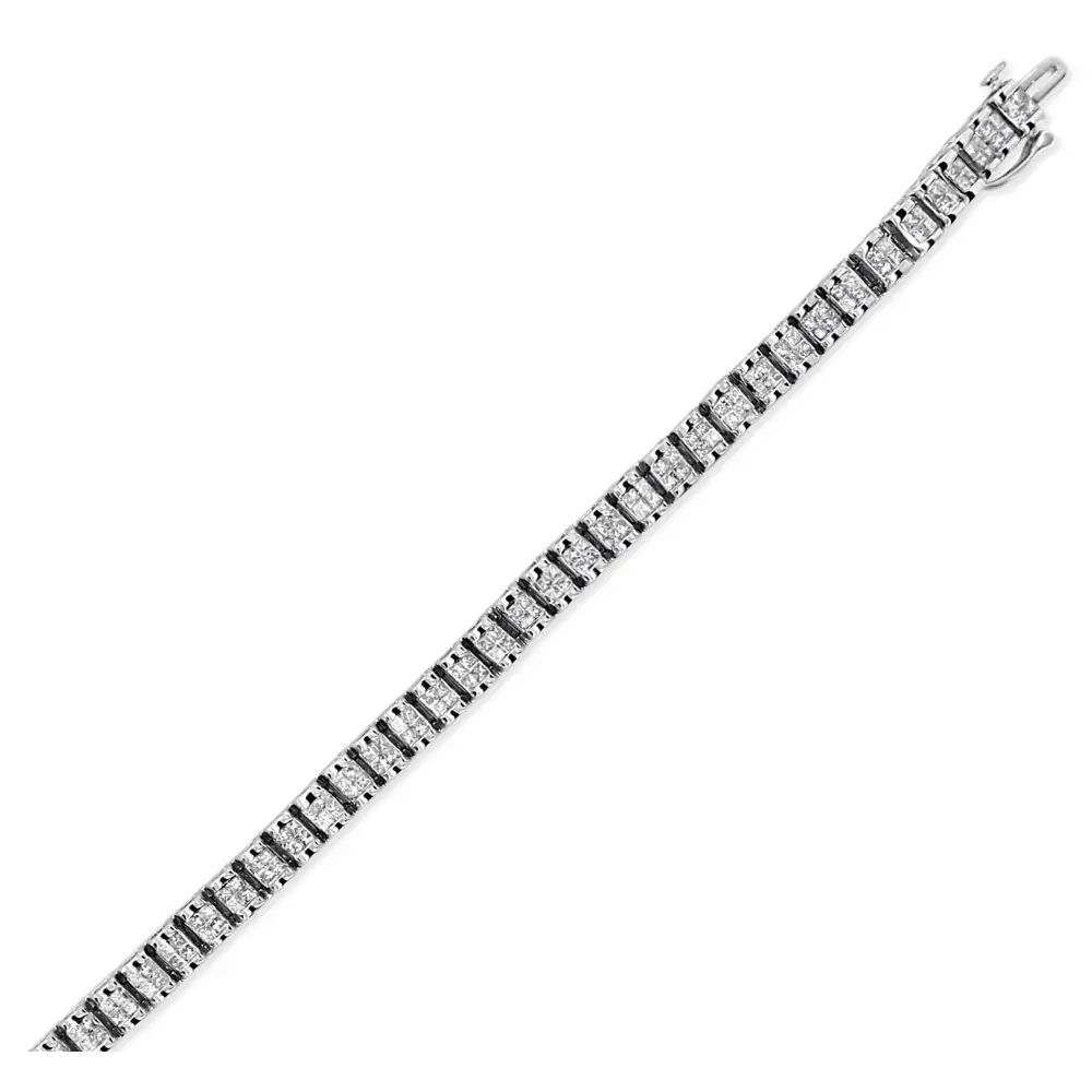 14k White Gold 3.00 Cttw Princess Diamond Composite Link Tennis Bracelet (i-j Color I1-i2 Clarity) - 7.25’’ - Fine