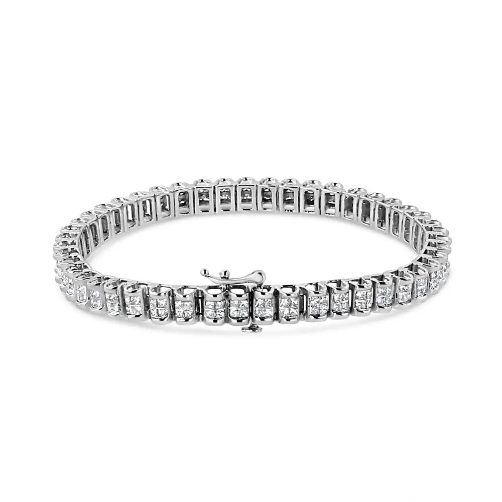 14k White Gold 3.00 Cttw Princess Diamond Composite Link Tennis Bracelet (i-j Color I1-i2 Clarity) - 7.25’’ - Fine