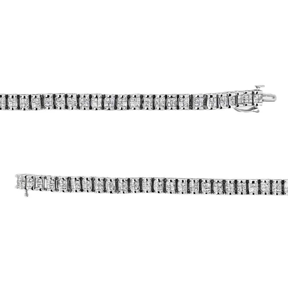 14k White Gold 3.00 Cttw Princess Diamond Composite Link Tennis Bracelet (i-j Color I1-i2 Clarity) - 7.25’’ - Fine