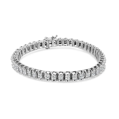 14k White Gold 3.00 Cttw Princess Diamond Composite Link Tennis Bracelet (i-j Color I1-i2 Clarity) - 7.25’’ - Fine