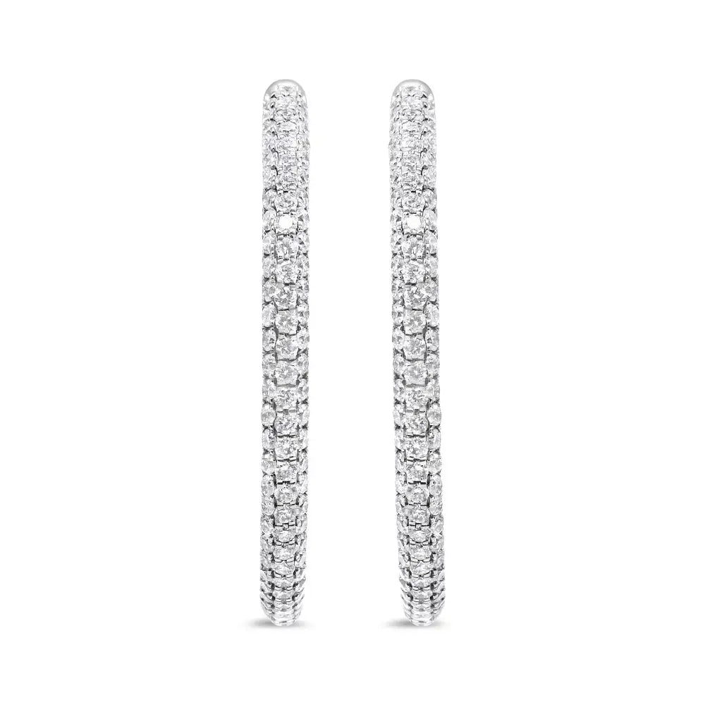 14k White Gold 3 1/2 Cttw Lab Grown Pave Set Diamond Eternity Inside out Hoop Earrings (g-h Color Si1-si2 Clarity)